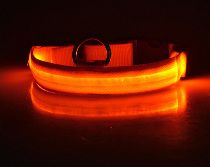 LED Luminous Pet Collar – Adjustable Nylon Safety Collar for Dogs & Cats