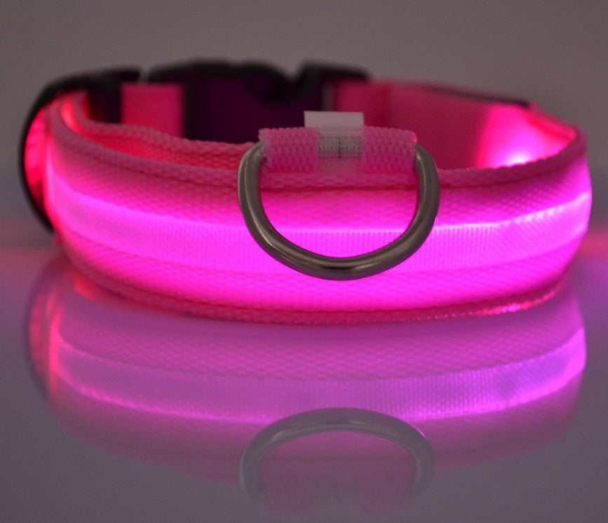 LED Luminous Pet Collar – Adjustable Nylon Safety Collar for Dogs & Cats