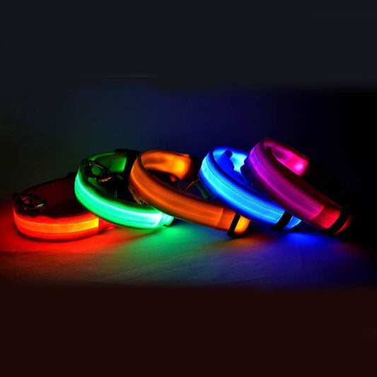 LED Luminous Pet Collar – Adjustable Nylon Safety Collar for Dogs & Cats