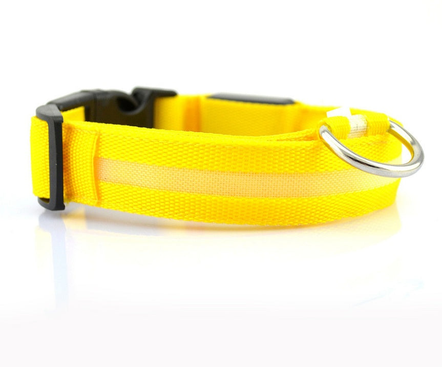 LED Luminous Pet Collar – Adjustable Nylon Safety Collar for Dogs & Cats