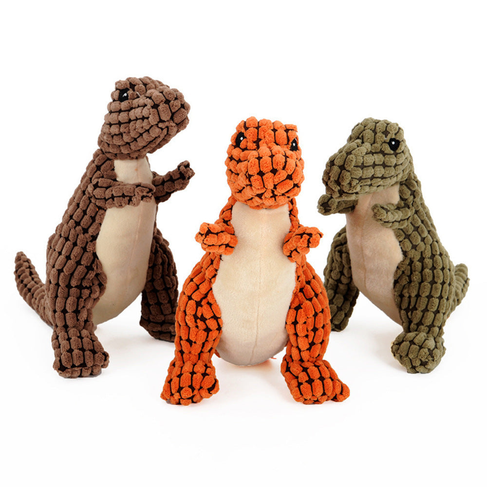 Dinosaur Plush Dog Toy – Interactive Chew Toy with Squeaker for Large & Small Dogs