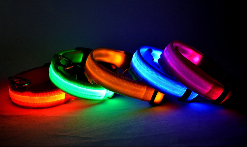 LED Luminous Pet Collar – Adjustable Nylon Safety Collar for Dogs & Cats