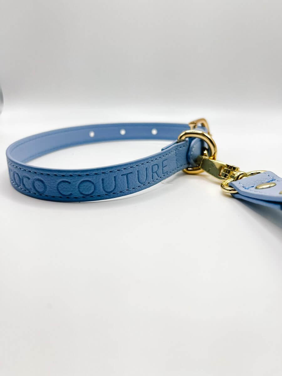 Vegan Lightweight Leather Dog Collar (Blue) – by Coco Couture