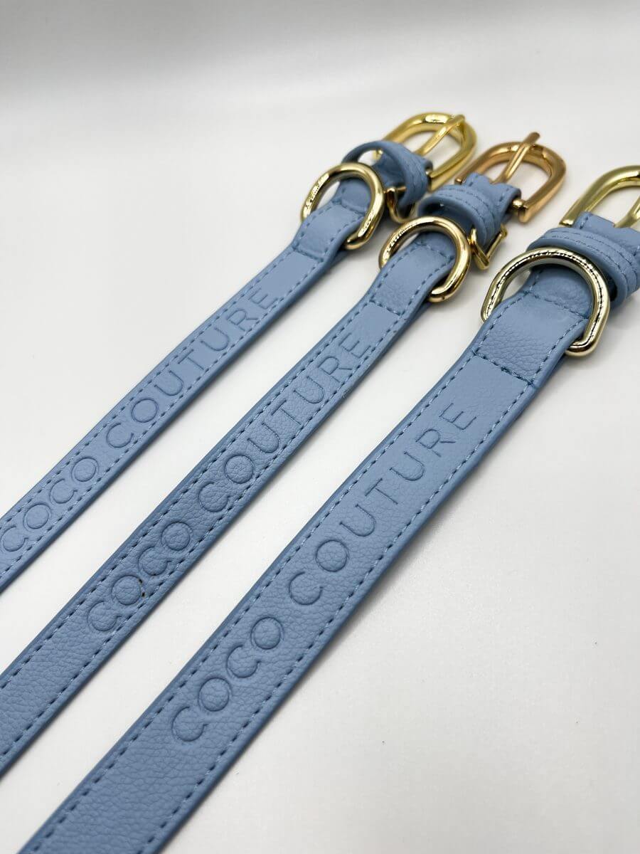 Vegan Lightweight Leather Dog Collar (Blue) – by Coco Couture