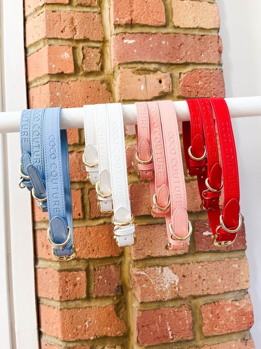 Vegan Lightweight Leather Dog Collar (Blue) – by Coco Couture